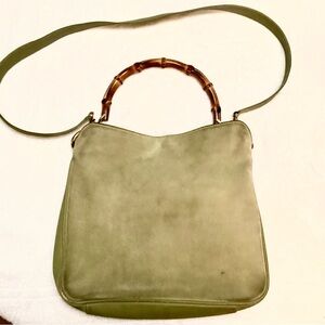 Gucci Shoulder bag purse bamboo handle geniune leather